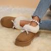 Fashion Thick Bottom Fluffy Fur Snow Boots Women 2025 Winter Warm Plush Ankle Boots with Platform Sweet Bowknot New Furry Non Slip Shoes