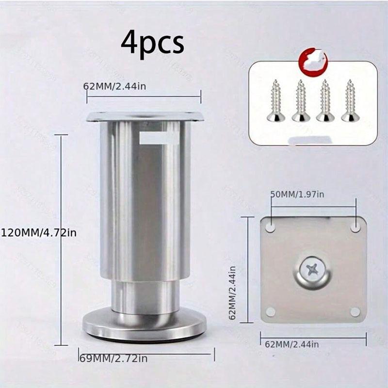4Pcs Adjustable Metal Furniture Legs Stainless Steel Sofa Feet Couch Leg Replacement Cabinet Legs Durable Furniture Accessories