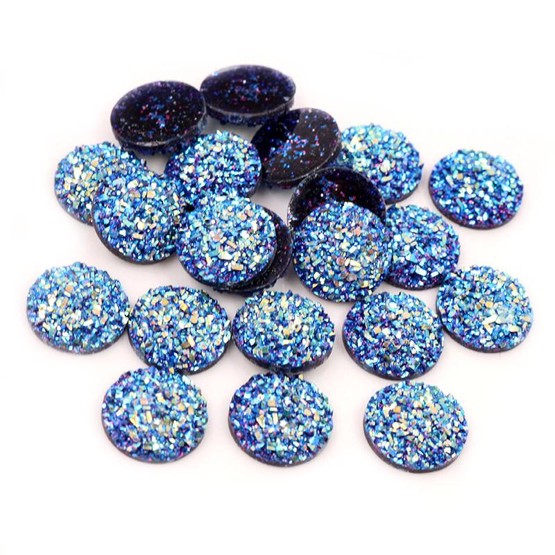 New Fashion 40pcs 12mm Mix Blue Colors Flower Style Flat back Resin Cabochons Cameo
