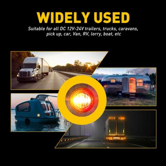 20pcs 3/4" Round Amber Red LED Signal Trailer Clearance Side Marker Lights12V EA