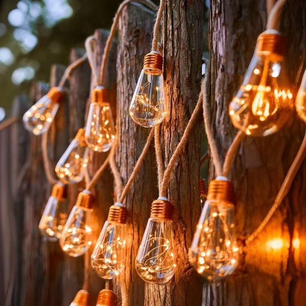 Rope Lights Solar String Lights Waterproof Hemp String Lights Fairy String Lights  Camping