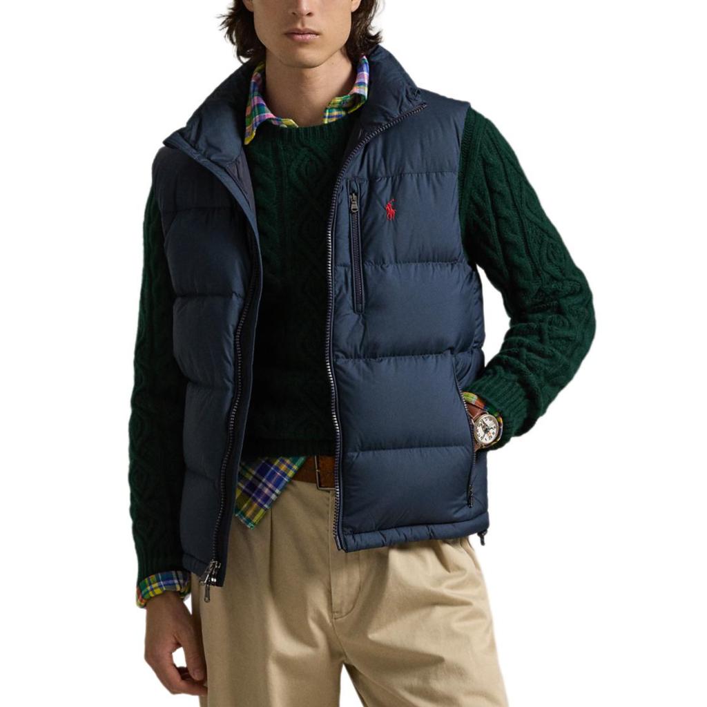 Polo Ralph Lauren FW24 Zipper Embroidered Solid Color Sleeveless Down Jacket Men Jackets Dark-Blue MNPOOTW1N220164-410
