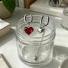Tassel Design Zircon Hoop Earrings Y2K Crystal Heart Earrings Long Pendant Earrings  Party Wear