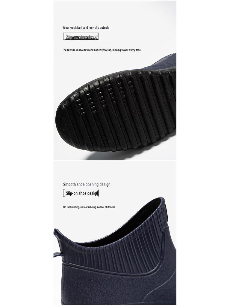 Men's Low-Top Non-Slip Waterproof Rain Boots for Fishing, Men/Women/Teenagers Rubber Shoes