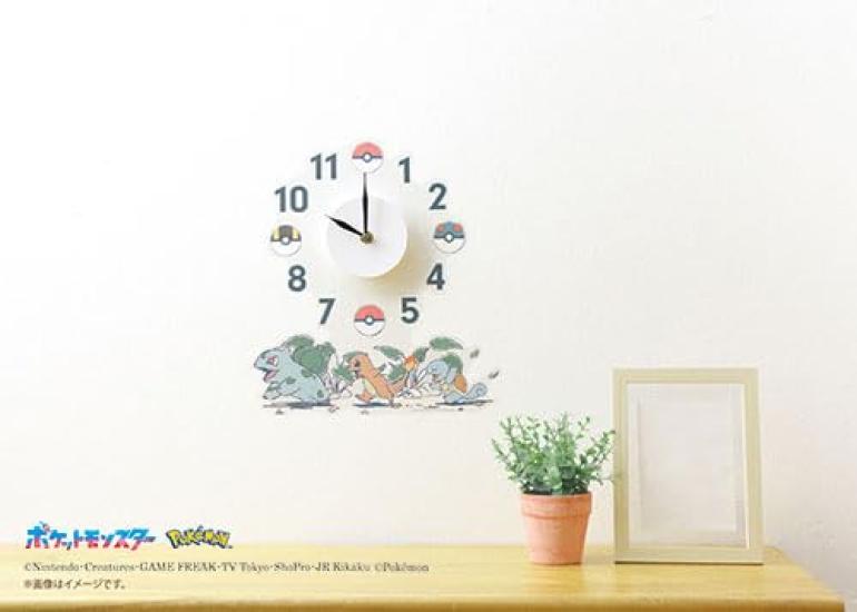 Toyo Case Pokemon Wandklok Makkelijk te W29 x H41cm Sticker, Aanbrengen, (02 Bulbasaur, Charmander, Squirtle)