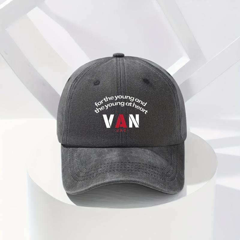 Vintage Washed Distressed Baseball Cap for Men and Women Vintage Style VAN Print Adjustable Fit Knit Casual Everyday Wear