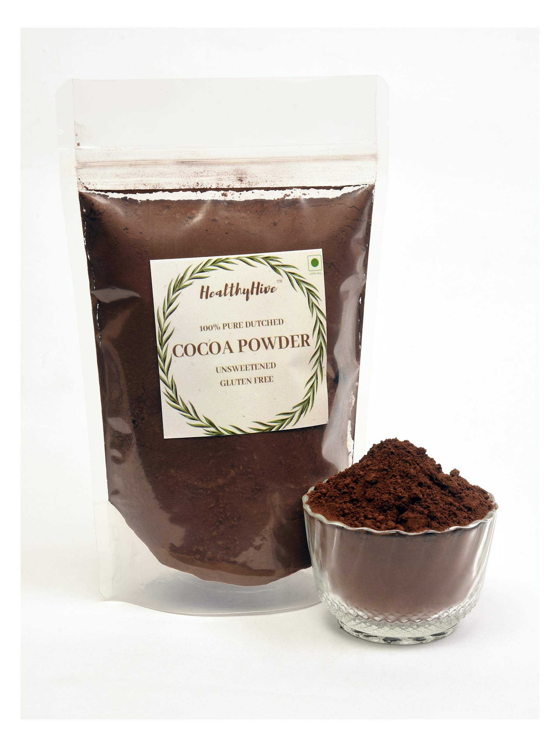HealthyHive Cocoa Powder - Unsweetened and Dutched (250 Grams)