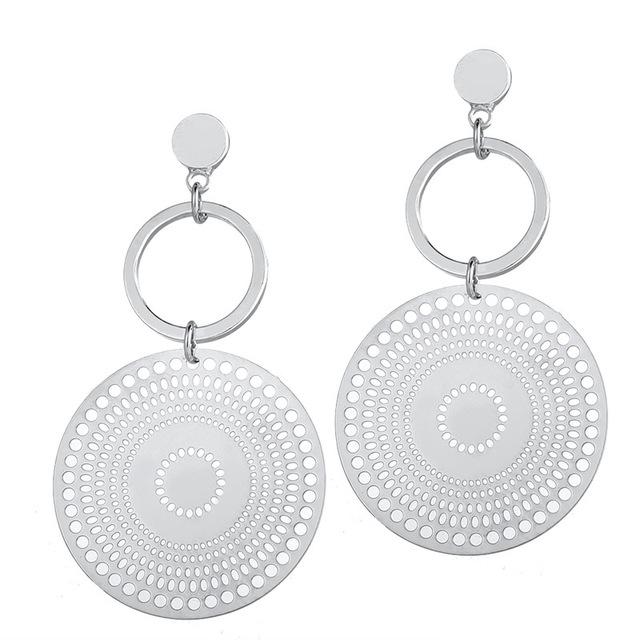 

Богемные полые геометрические круглые серьги-гвоздики для женщин, очаровательные круглые серьги-капли, ювелирные изделия