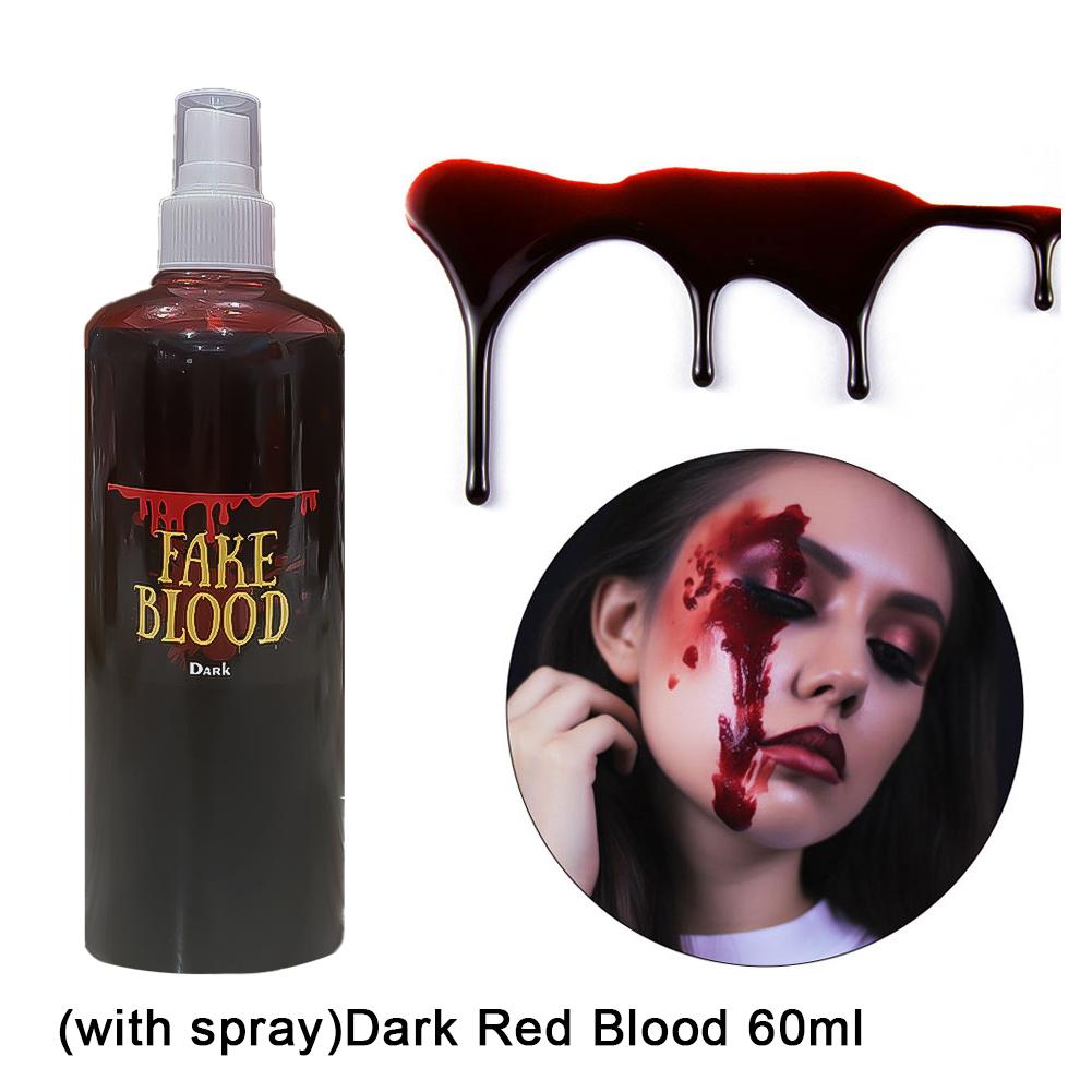 Fake Blood Prop with Spray Head Halloween Decoration Horror Cosplay Cosmetics Artificial Plasma Party Supplies Pranks DIY Halloween Supplies