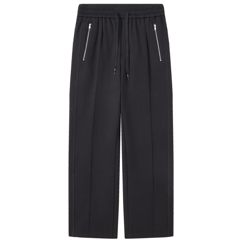 

CABBEEN Men s Silver Fox Fleece Zipper Loose Straight Knit Pants L /175/50