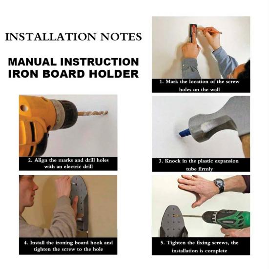 Wall Mount Ironing Board Holder Metal Hanger Heat-Resistant Strong Load-bearing Easy To Install Iron Holder Storage Rack