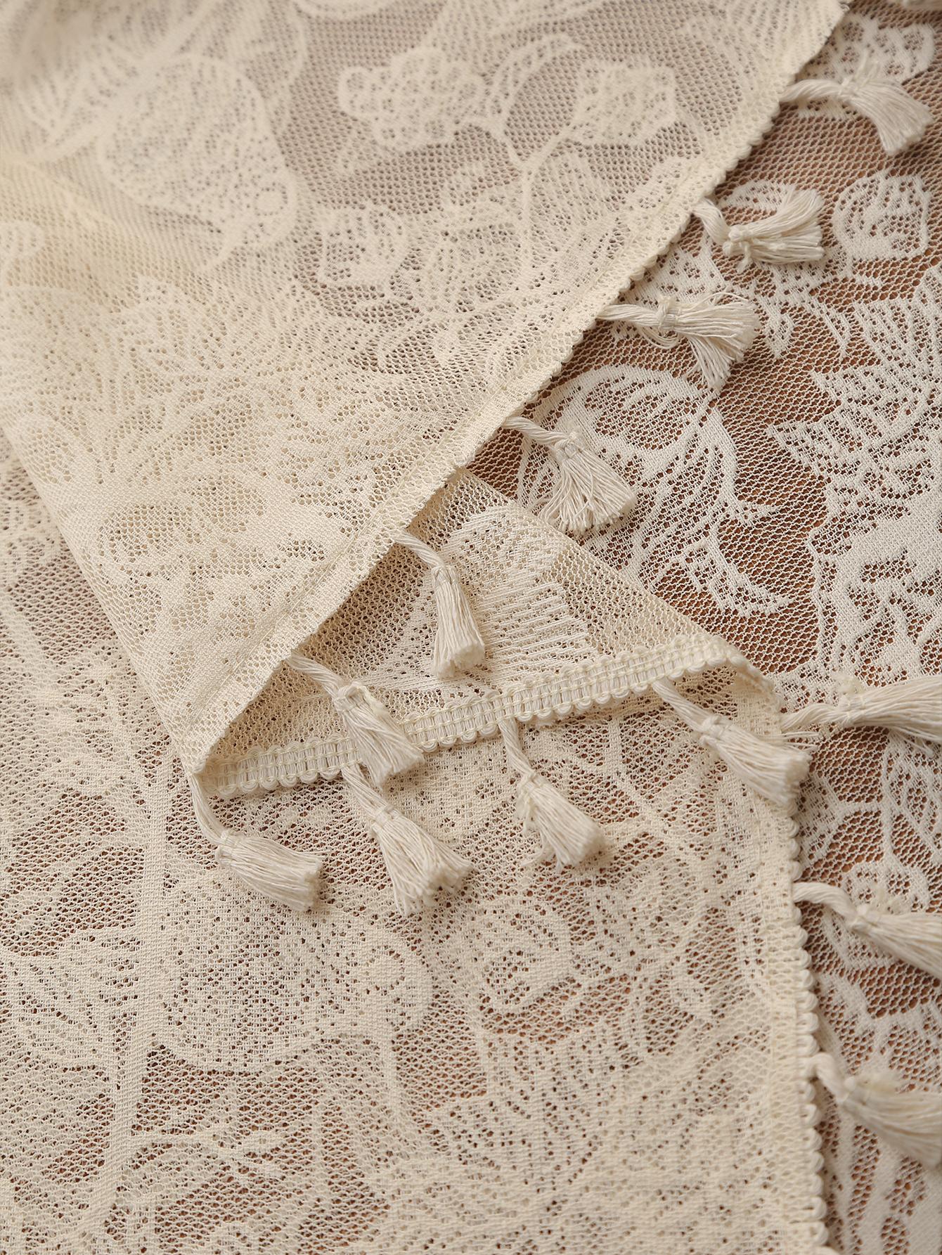 

Бежевый Цветок Птица Рустик Кружево Подвесная Бахрома Скатерть Гостиная Кухня Обеденный Стол Чайный Столик Скатерти 140x100cm бежевый