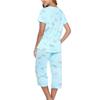 European And American Short Sleeved Cropped Trousers Suit Knitted Cotton Home Service Suit Ladies Pajamas Suit