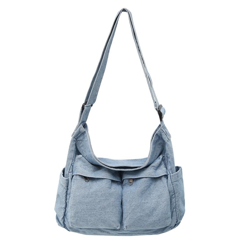 Denim Messenger Bag Women's Large Capacity Shoulder Bag Student Class Bag