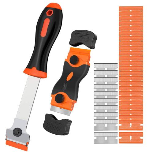 KILIGEN Razor Blade Scraper, 2 Razor Scraper Tools for Removing Grease, Appliances, and Glass from Labels, Registration Stickers, Tint, and Windshield