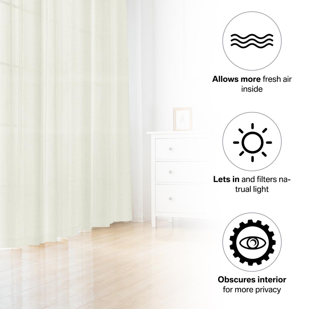 Linen Sheer Curtains Natural Sheer Curtains for Bedroom Living Room Kitchen Light Filtering Country Rustic Window Curtain Panels