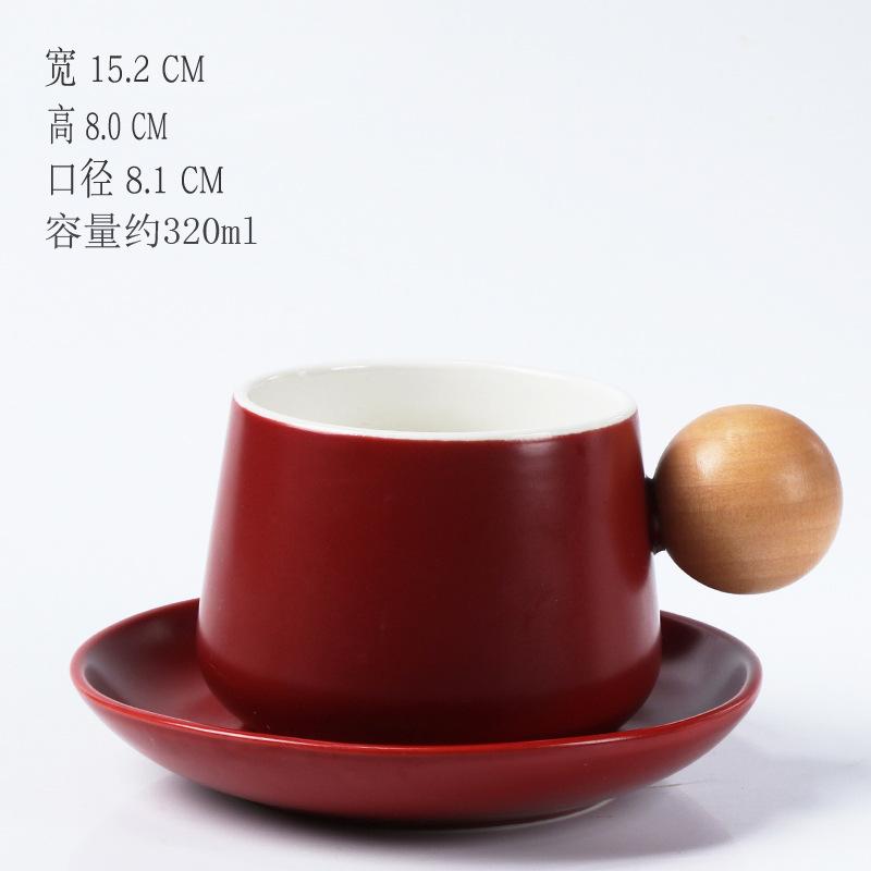 

Creative Wooden Handle Ceramic Coffee Cup 320ml Large Capacity Exquisite Tea Cup Modern Breakfast Oatmeal Milk Cup Couple s Mug 320ml бордовый
