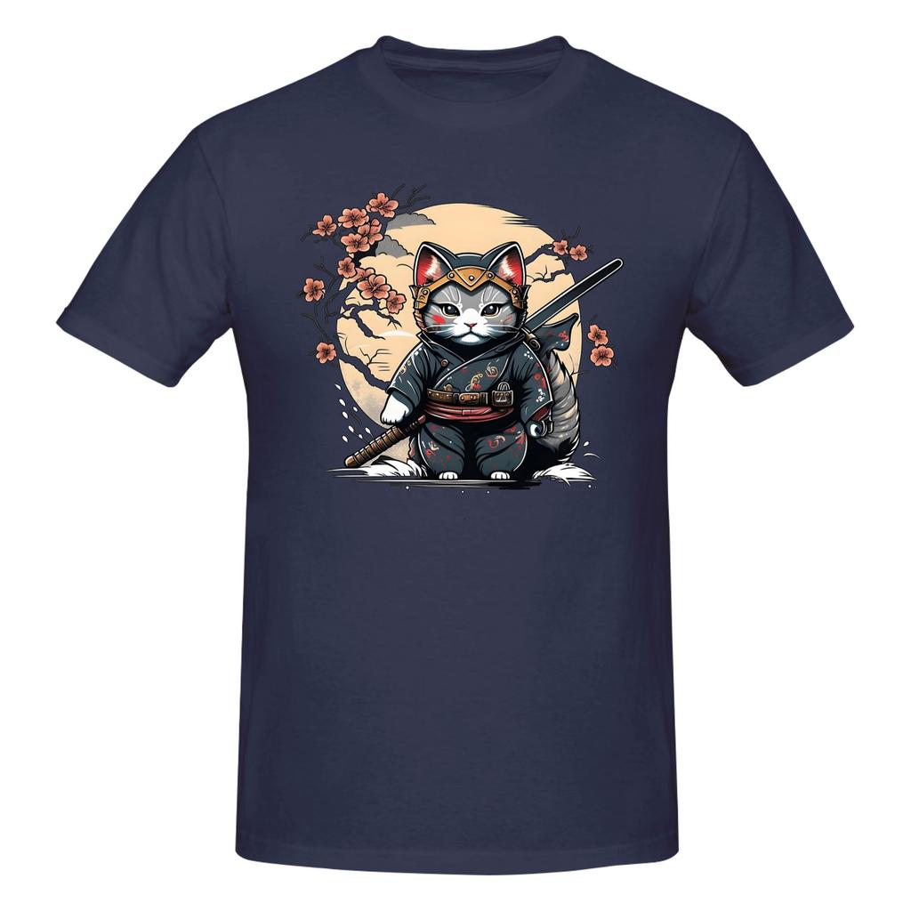 Piece Ronin Warrior Novelty  Cotton TShirt Samurai Cat Tees Tops For Unisex