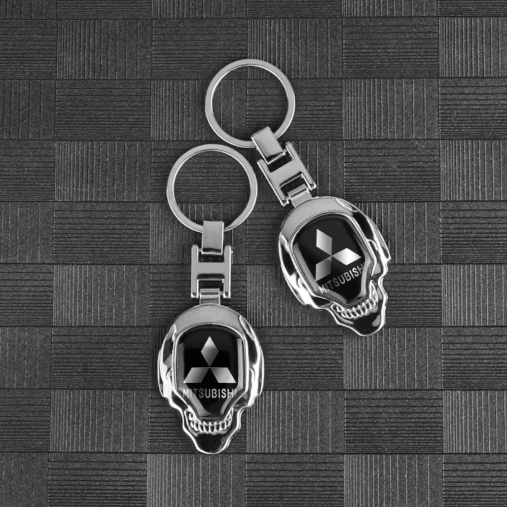 3D Metal Car Emblem Keychain Key Ring Tag Holder Accessories For Mitsubishi Lancer Asx Outlander Pajero L200 Galant