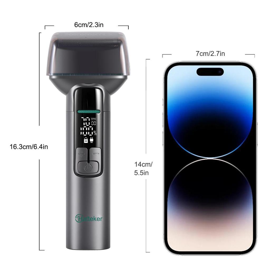 Hatteker Cordless Rechargeable Shaver with Floating Dual Foil 3-Speed Adjustable Wet & Dry Smooth Home Shaving Electric Razor
