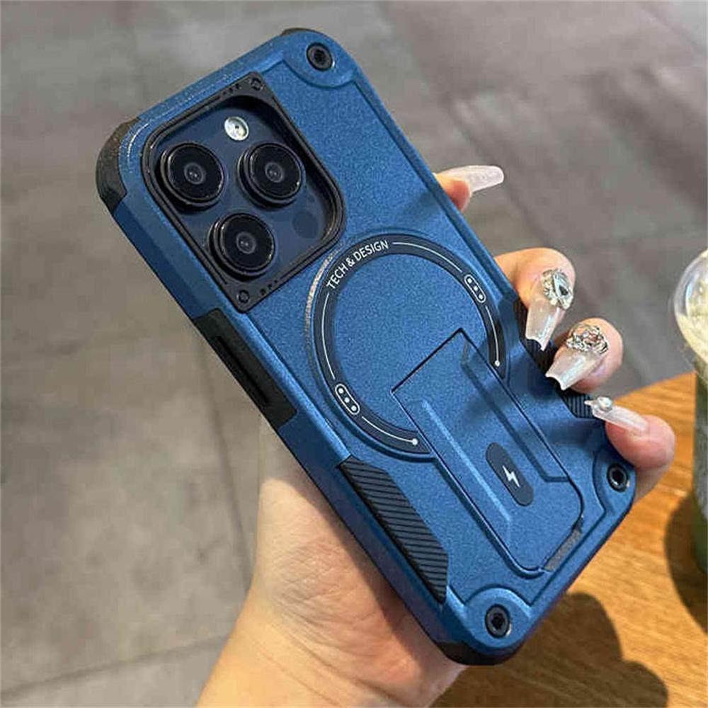 

Invisible Stand For Magsafe Magnetic Wireless Charging Case For iPhone 17 15 14 13 12 11 16 Pro Max Hybrid Armor Bumper Cover For iPhone 11&Case & Holder