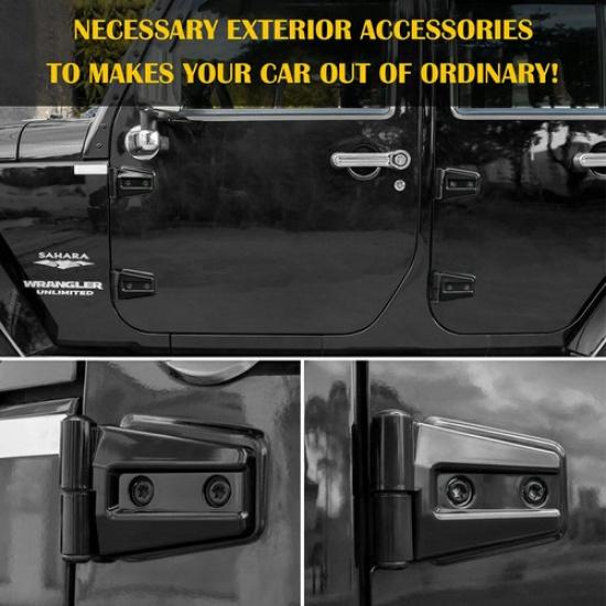 Door Hinge Cover For Jeep Wrangler JK 2007-2017 JKU Unlimited Accessories Black