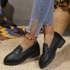 Thick-soled Small Leather Shoes for Women, New Spring and Autumn Style Chunk-heeled Single Shoes, Thick-soled Large-size Versatile Loafers