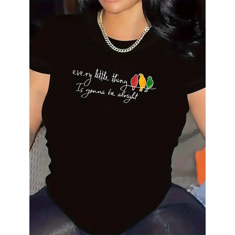 European sizes Women's Short Sleeve Crew Neck T-Shirt Black and White T-Shirt  Durable and Comfortable Fabric