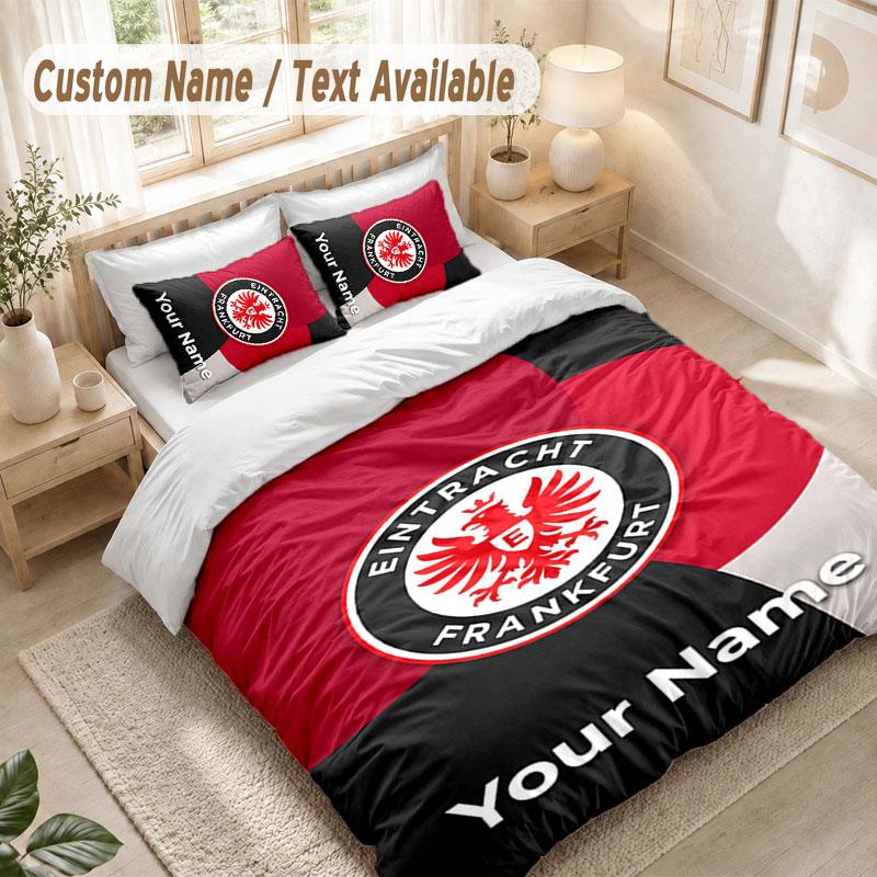 Custom Name Bedding Set 3 PiecesEintracht Frankfurt Print Duvet Cover + 2 Pillowcases Soft Bed Decor