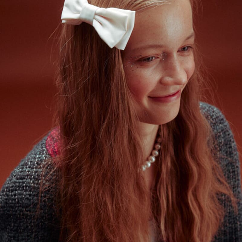 Elizabeth Moments Ivory Mini Satin Ribbon Hair Pin