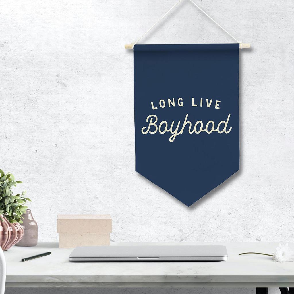 Long Live Boyhood Banner Hanging Ornament Unique Decorative Pennant Banner for Playroom Dorm Party Birthday Gifts Kids Room