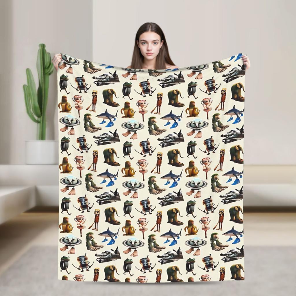 Italian Brainrot Animals Blanket Cappuccino Assassino Fleece Awesome Soft Throw Blankets for Home Winter