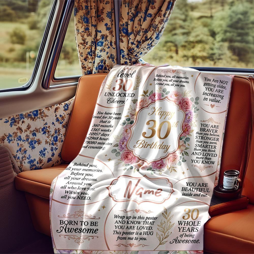 Happy 30Th Birthday Blanket Durable Comfort For Sofa Couch Office Bed Picnics Ideal For All Seasons Stylish Decor Perfect Gift For Relatives And