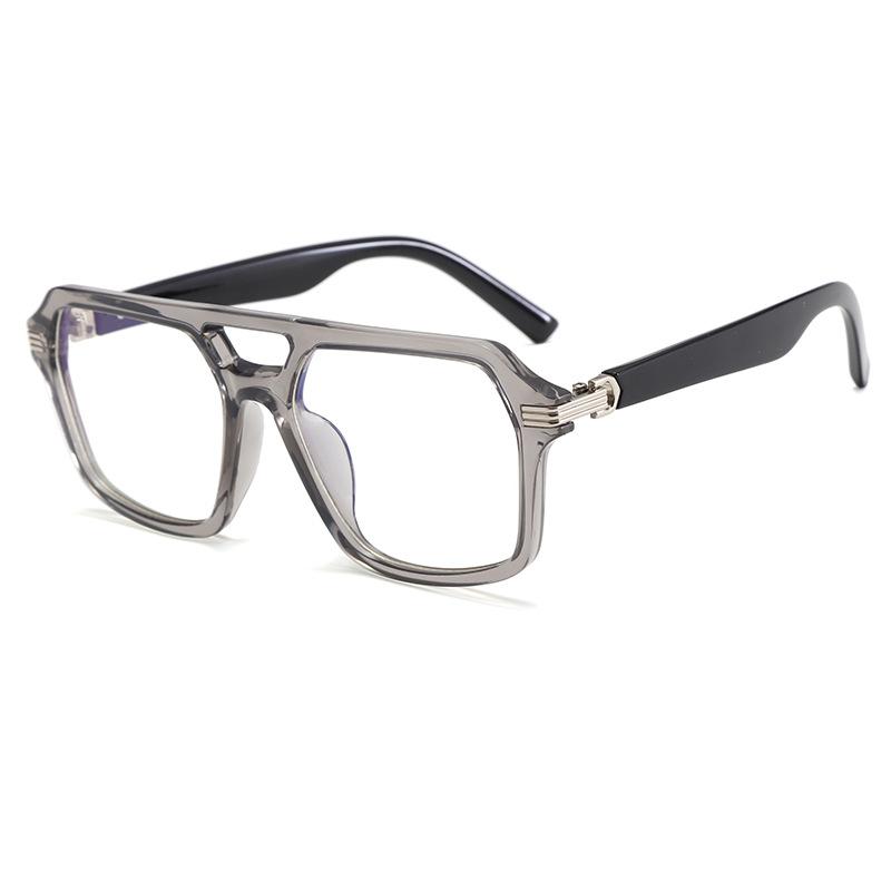 Optical Glasses Frame Men'S Trendy Retro Myopia Glasses Frame Double Beam Square Frame Anti-Blue Light Glasses Flat Mirror