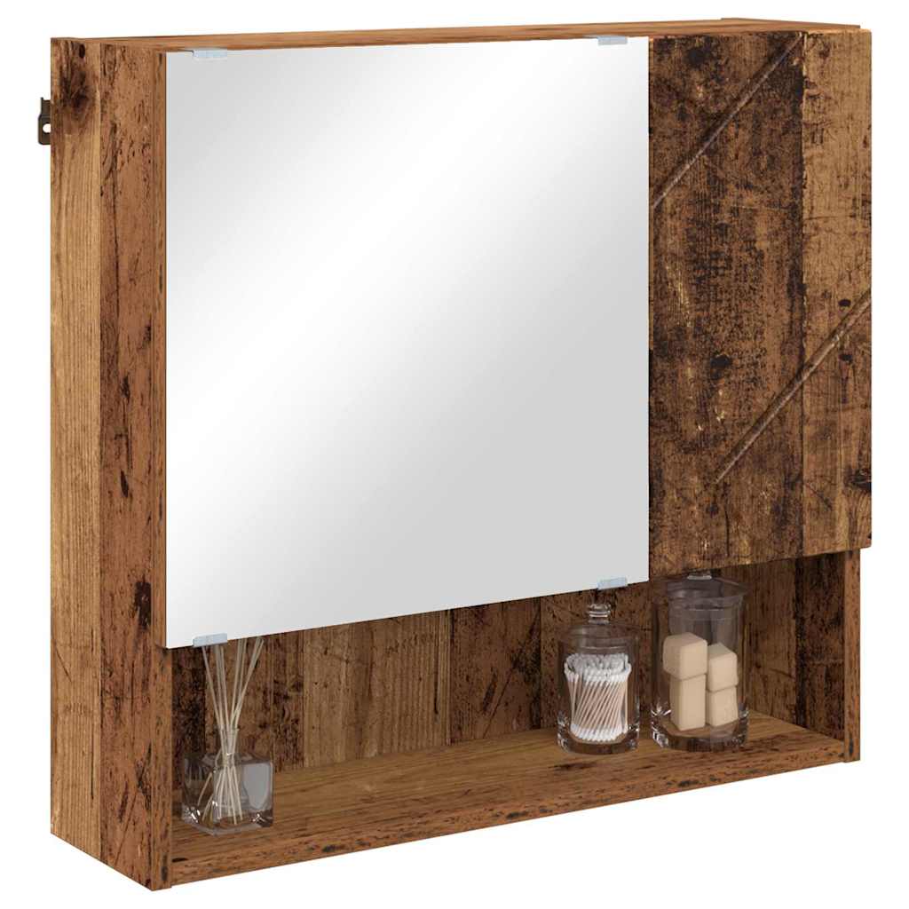 Mirror Cabinet with Door Rustic Wood Look 59 x 17 x 55 cm Engineered Wood