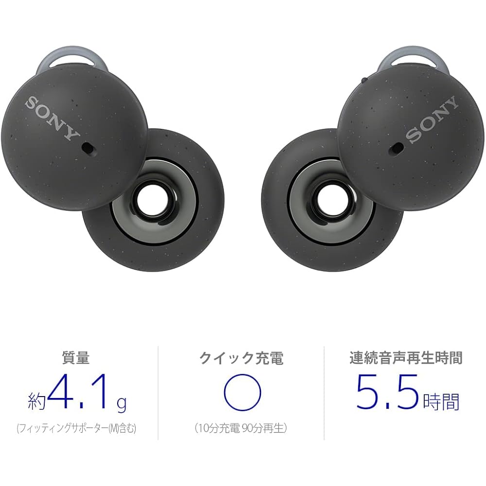 Sony LinkBuds: True Wireless Earphones / Small and Lightweight (4.1 grams) / Fully Open Style for Constant Wear / Microphone for Calls / 12mm Driver /