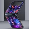 Universe Starry Sky Moon Hard PC Phone Case For Samsung Galaxy Z Flip 7 6 5 4 Black Cover For Galaxy Z Flip 3 Foldable Funda Bag