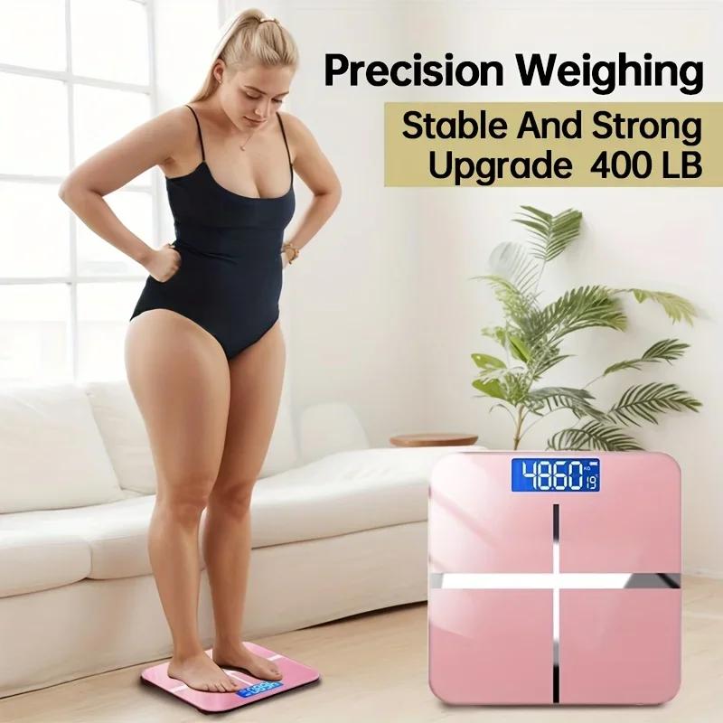 Intelligente Badezimmerwaage 400 lbs Hohe Tragkraft, Präzise Digitale KörpergewichtswaageTemperaturanzeige für Heim-, Wohnheim- und Fitnessgebrauch