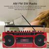 Portable Vintage Tape Player Red Retro Cassette Player Recorder with AM/FM/SW Radio Bluetooth USB Battery/AC Power