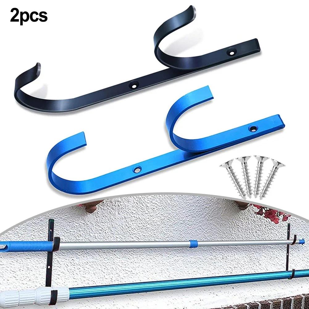 2 Pack Aluminum Alloy Multipurpose Organizer Swimming Pool Hanger Pool Pole Hanger Hooks Pool Equipment Accessories