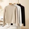 De Velvet Women's High Neck Base Layer Long Sleeve T-Shirt - Black, Warm, Body Shaping, Versatile for Autumn/Winter.