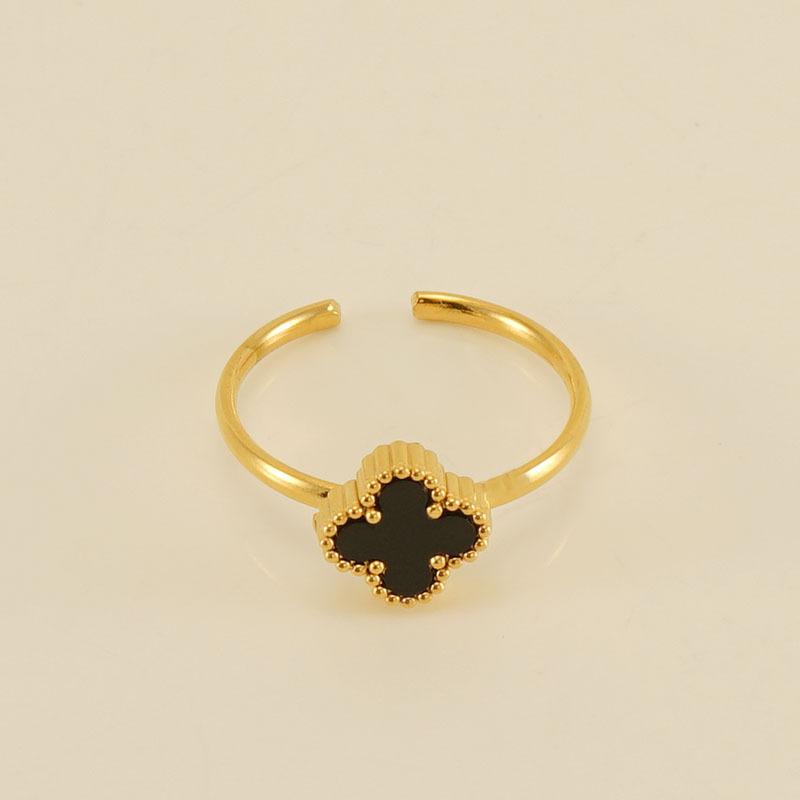 Titanium Steel Four-leaf Clover Love Ring Fashionable Versatile Commuter Simple Women's Ring