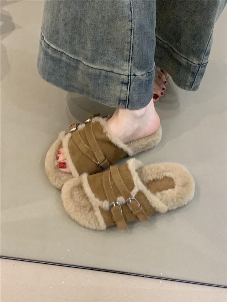 

Туфли Mao Mao на толстой подошве с пряжкой для ремня, женская верхняя одежда на зиму 2025 года, новые ретро женские туфли Mori из матовой кожи, теплые, Boken tow 40