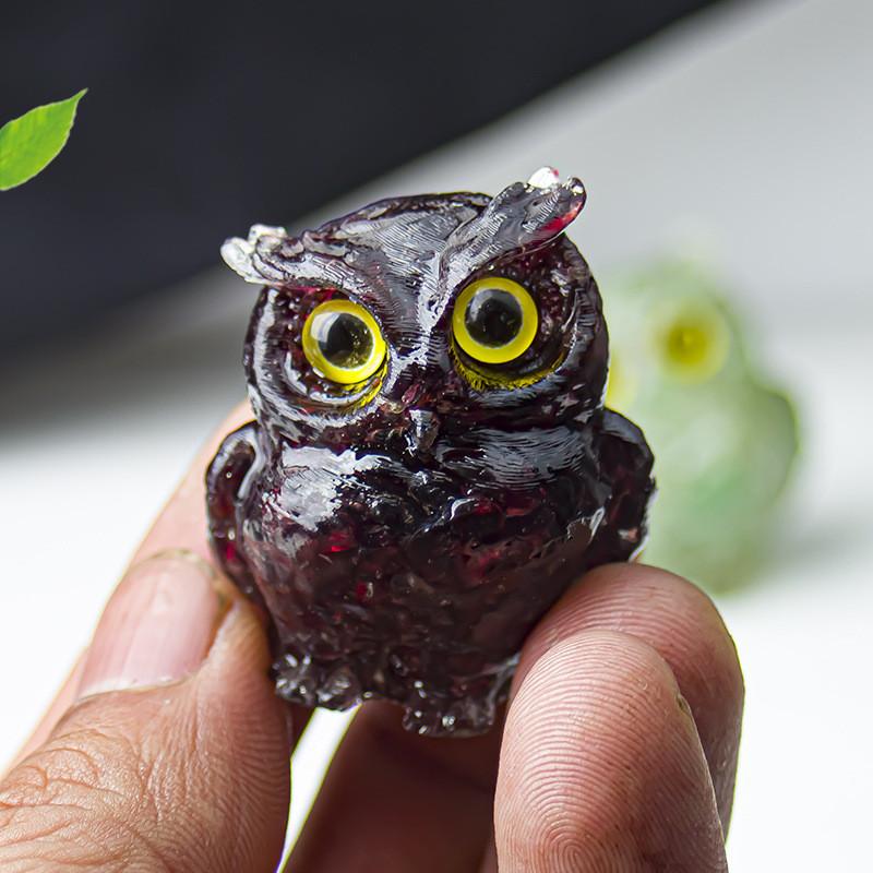 Uil Hars Kristal Beeldje Met Natuurlijke Watersteen Voor Huisdecoratie En Cadeau Geven