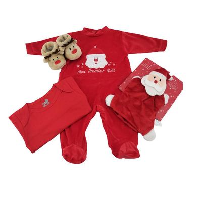 Weihnachtsset Babybody + Body + Hausschuhe + Weihnachtsdecke