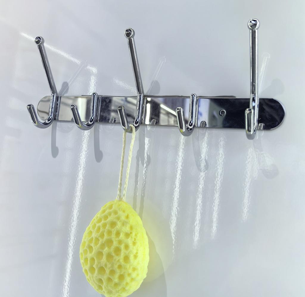 Modern Five-Robe Stainless Steel Wall-Mounted Bathroom Hooks Set Multi-Surface School Hotel Home Door-Hooks Product