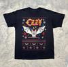 Camiseta Unisex Negra de Ozzy Osbourne Murciélago Festivo Navidad Talla S-5XL