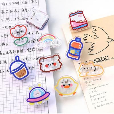 1pc Cartoon Acrylic Clip Girl Small Clips Decoration Photo Student Stationery Paper Folder Clip Snacks Sealing Clip