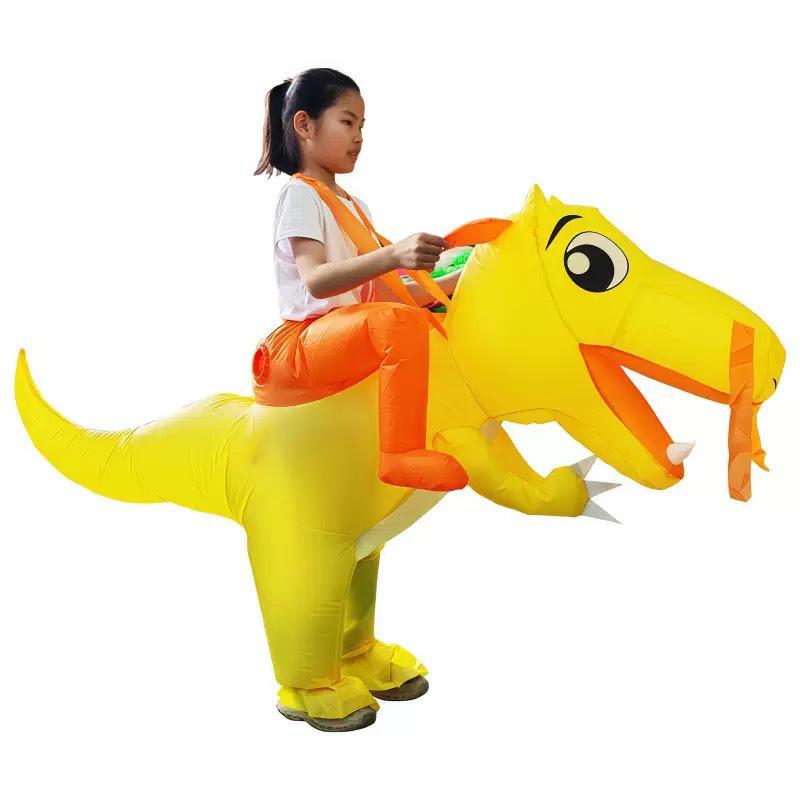 Halloween Kinder T-Rex aufblasbares Kostüm - Lustige Dinosaurier-Maskottchen für Partys