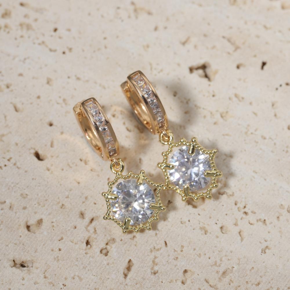 Chic Geometry Shaped Zirconia Dangle Earrings Fashion Jewelry for Daily Wear